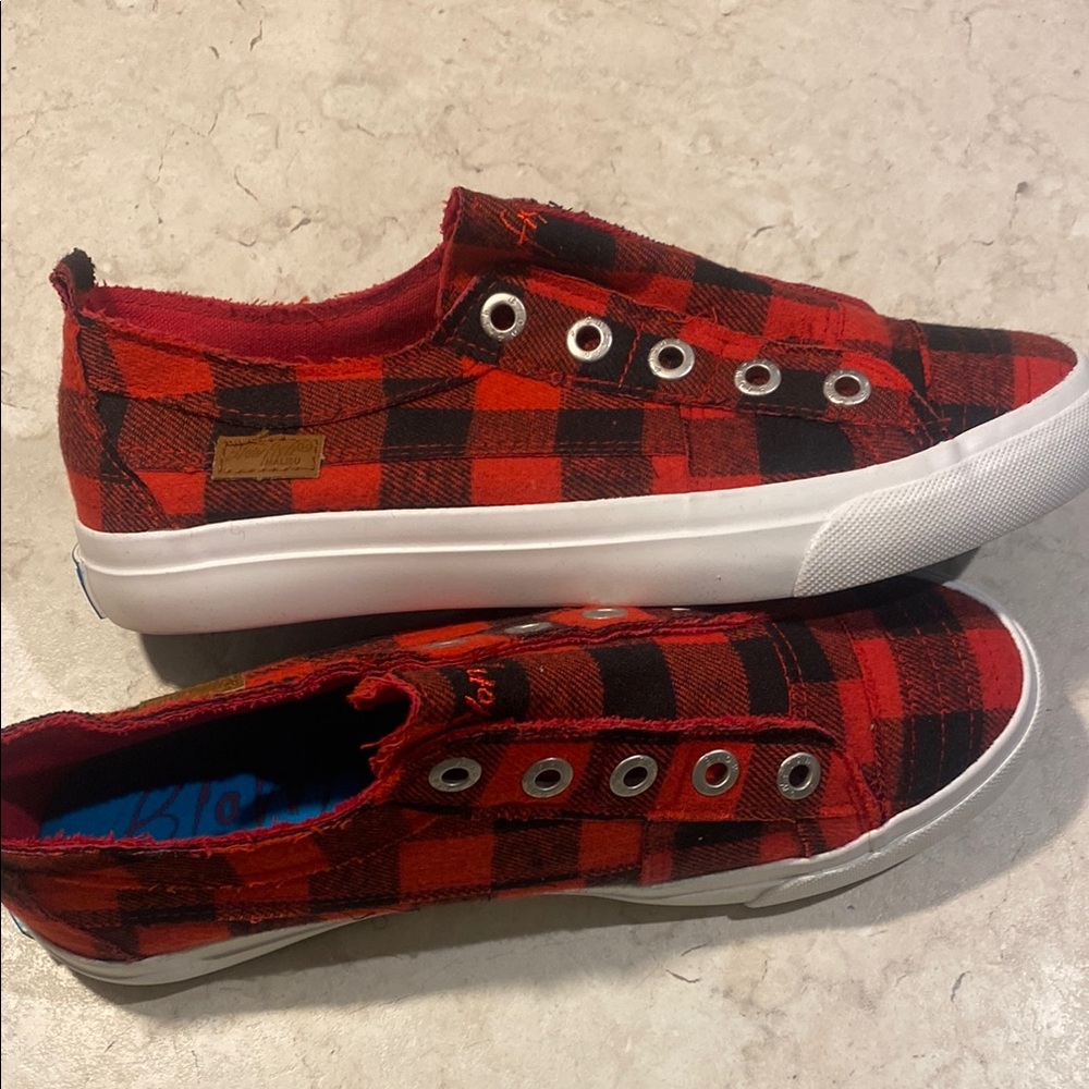 Blowfish Red and Black Plaid Sneakers